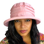 ladies linen pink sun hat