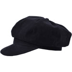 Ladies black velour waterproof baker boy cap